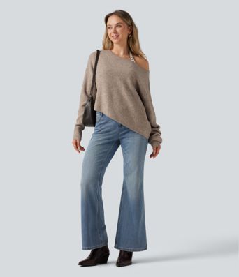 One Shoulder Long Sleeve Asymmetric Casual Sweater One Shoulder Long Sleeve Asymmetric Casual Sweater