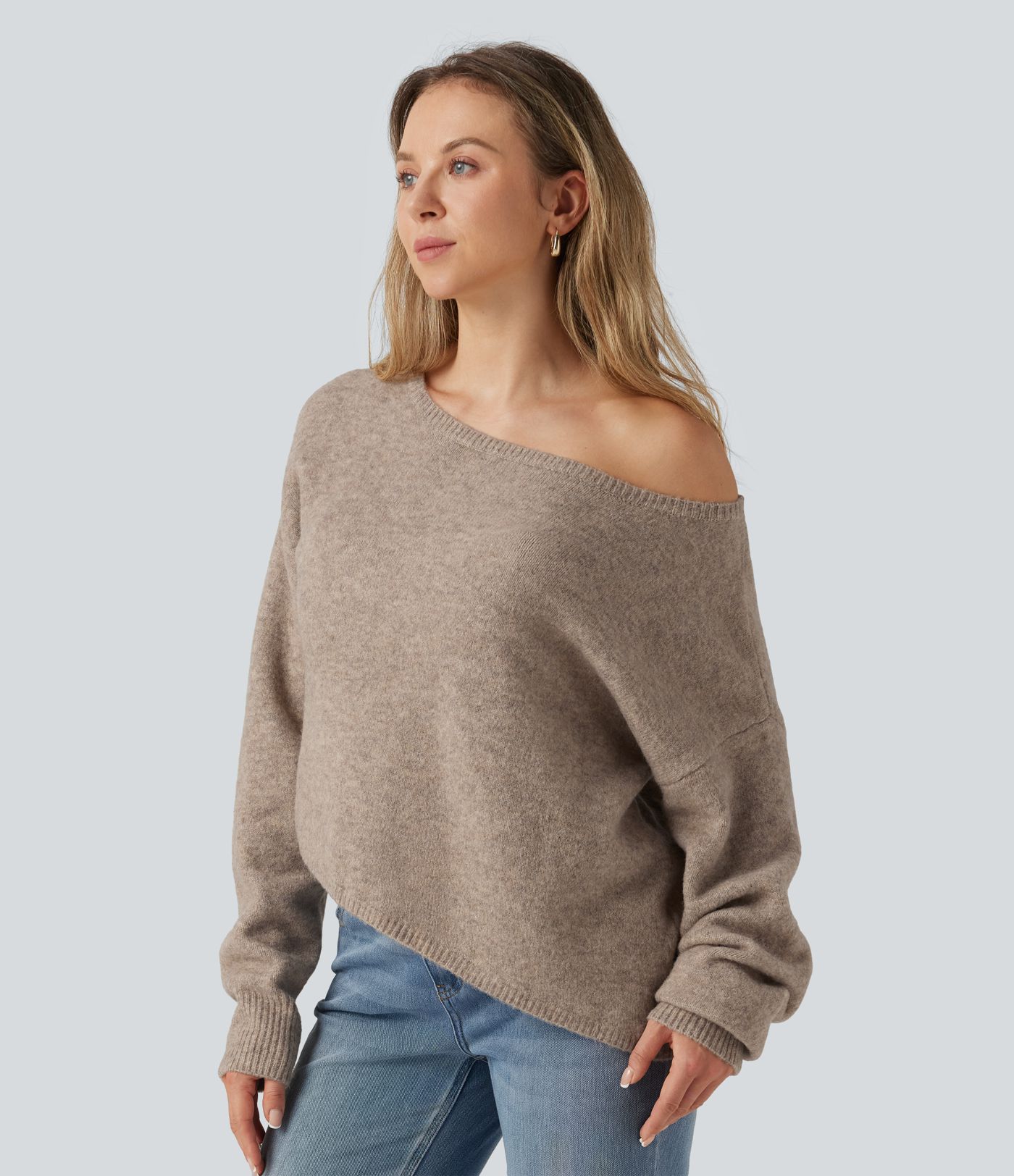One Shoulder Long Sleeve Asymmetric Casual Sweater One Shoulder Long Sleeve Asymmetric Casual Sweater
