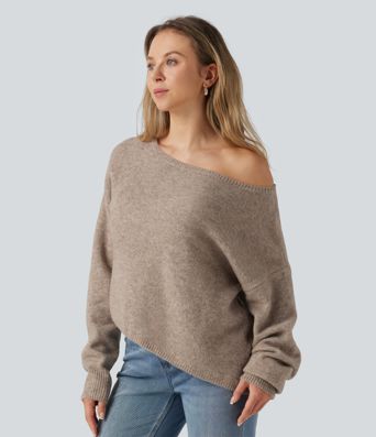 One Shoulder Long Sleeve Asymmetric Casual Sweater One Shoulder Long Sleeve Asymmetric Casual Sweater