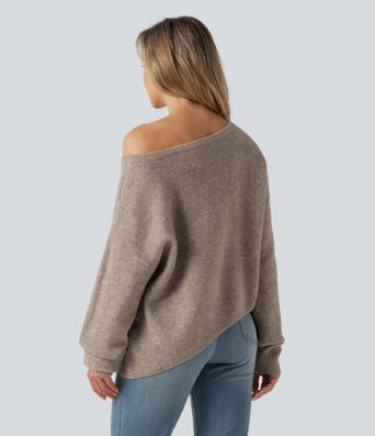 One Shoulder Long Sleeve Asymmetric Casual Sweater One Shoulder Long Sleeve Asymmetric Casual Sweater
