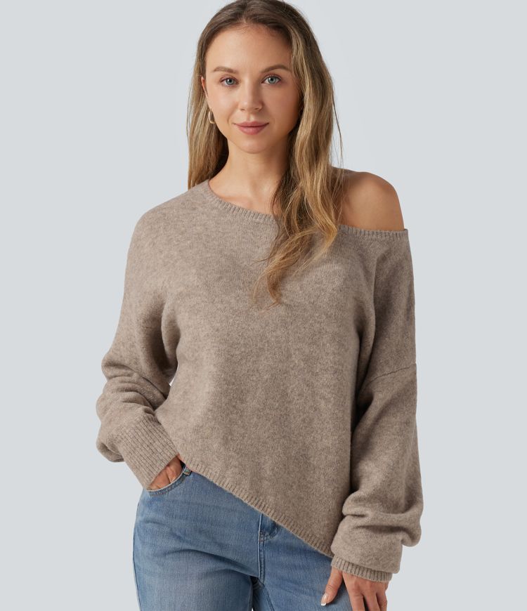 One Shoulder Long Sleeve Asymmetric Casual Sweater One Shoulder Long Sleeve Asymmetric Casual Sweater
