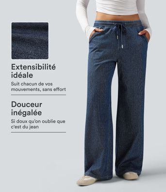 Jogging taille basse Halara Flex™ jambes larges, effet sparkle, avec poches Jogging taille basse Halara Flex™ jambes larges, effet sparkle, avec poches
