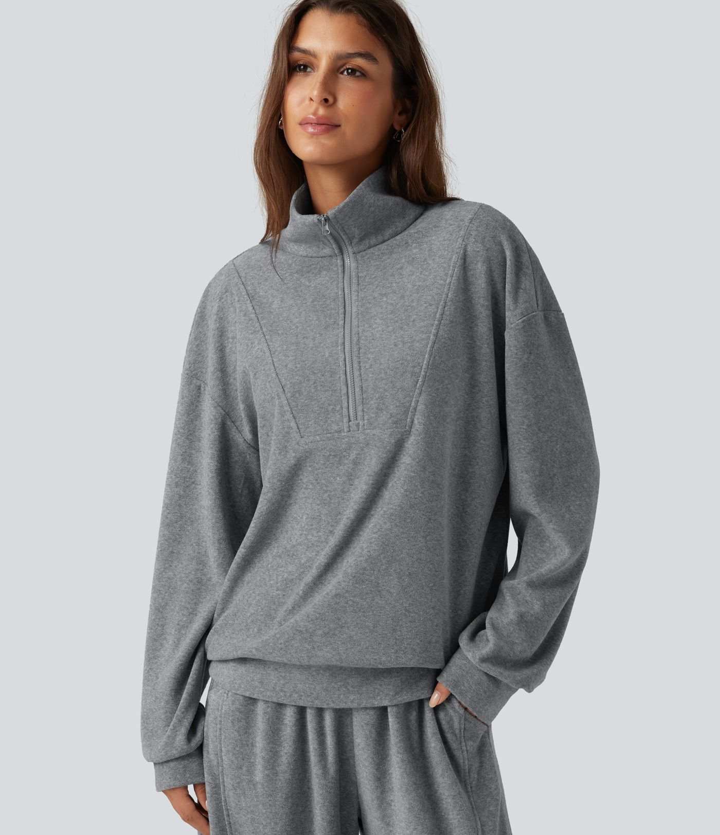 Stand Collar Long Sleeve Casual Sweatshirt