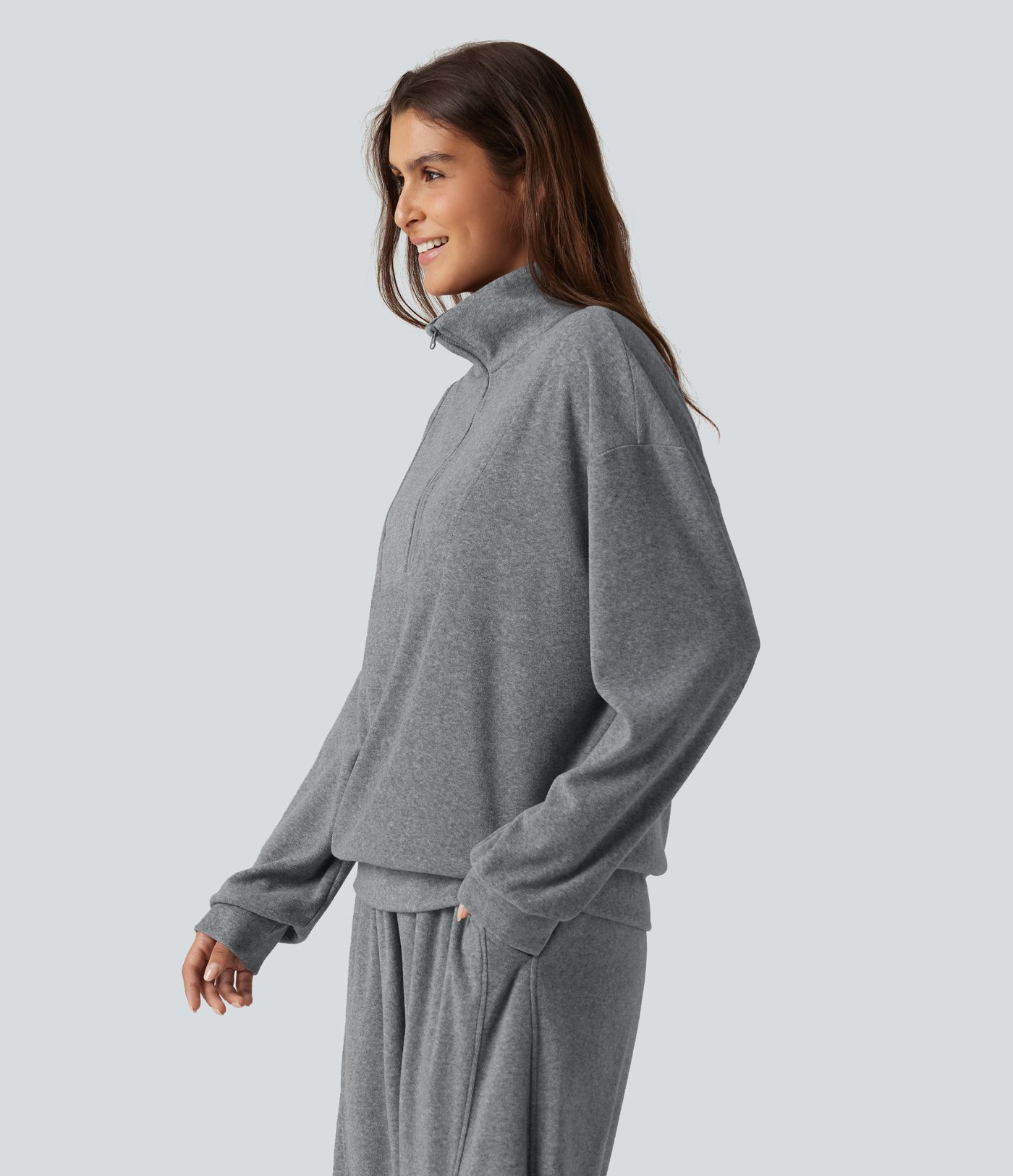 Stand Collar Long Sleeve Casual Sweatshirt