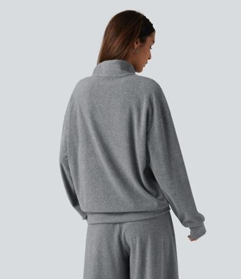 Stand Collar Long Sleeve Casual Sweatshirt