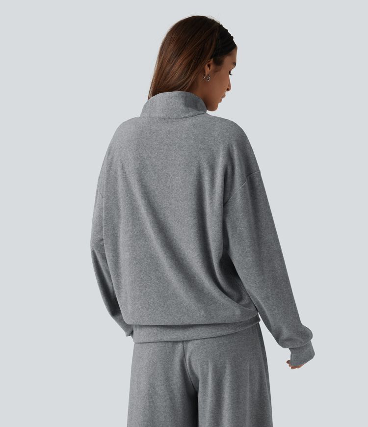Stand Collar Long Sleeve Casual Sweatshirt