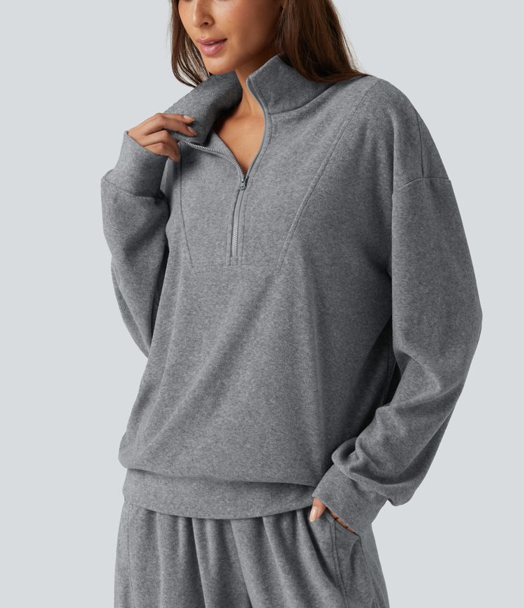 Stand Collar Long Sleeve Casual Sweatshirt