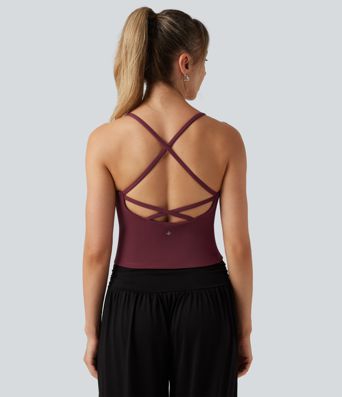 SoftlyZero™ Airy V Neck Built-in Bra Crisscross InstantCool Yoga Tank Top SoftlyZero™ Airy V Neck Built-in Bra Crisscross InstantCool Yoga Tank Top