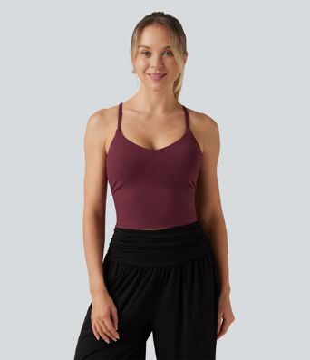 SoftlyZero™ Airy V Neck Built-in Bra Crisscross InstantCool Yoga Tank Top SoftlyZero™ Airy V Neck Built-in Bra Crisscross InstantCool Yoga Tank Top