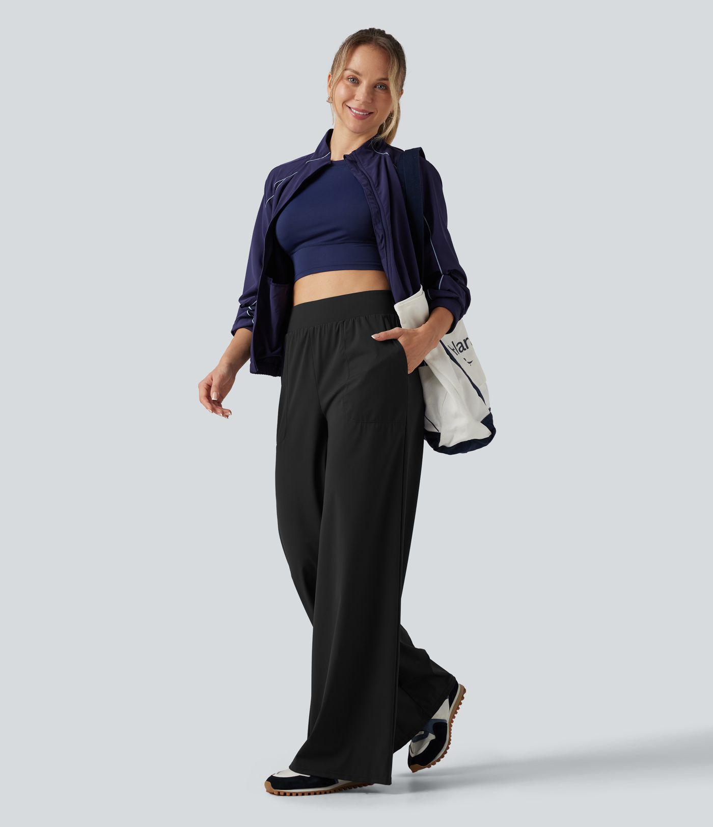 High Waisted Wide Leg Quick Dry InstantCool Dance Pants with Pockets-UPF40+ High Waisted Wide Leg Quick Dry InstantCool Dance Pants with Pockets-UPF40+