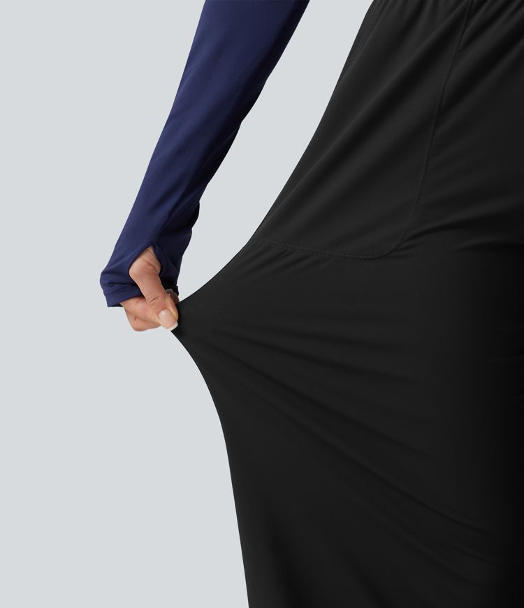 High Waisted Wide Leg Quick Dry InstantCool Dance Pants with Pockets-UPF40+ High Waisted Wide Leg Quick Dry InstantCool Dance Pants with Pockets-UPF40+