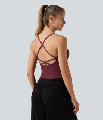 SoftlyZero™ Airy V Neck Built-in Bra Crisscross InstantCool Yoga Tank Top SoftlyZero™ Airy V Neck Built-in Bra Crisscross InstantCool Yoga Tank Top