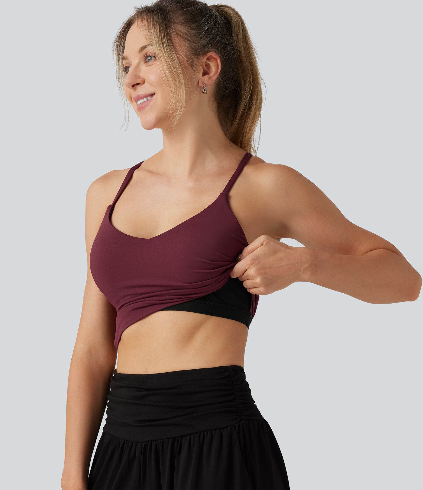 SoftlyZero™ Airy V Neck Built-in Bra Crisscross InstantCool Yoga Tank Top SoftlyZero™ Airy V Neck Built-in Bra Crisscross InstantCool Yoga Tank Top