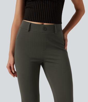 Halara Flex™ Bootcut-Arbeitshose mit mittelhohem Bund und Taschen