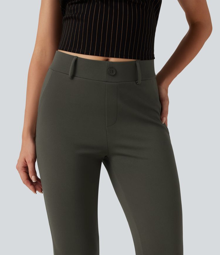 Halara Flex™ Bootcut-Arbeitshose mit mittelhohem Bund und Taschen
