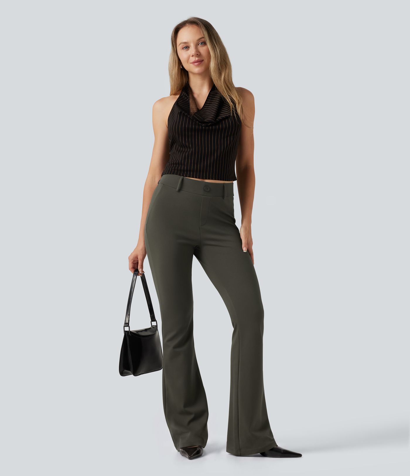Halara Flex™ Bootcut-Arbeitshose mit mittelhohem Bund und Taschen