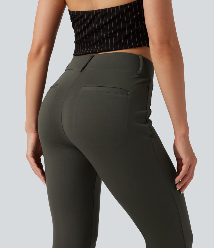Halara Flex™ Bootcut-Arbeitshose mit mittelhohem Bund und Taschen