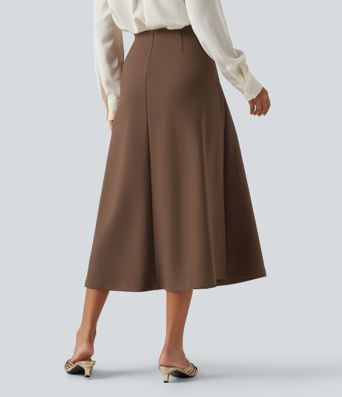 Jupe midi de bureau taille haute coupe trapèze Jupe midi de bureau taille haute coupe trapèze