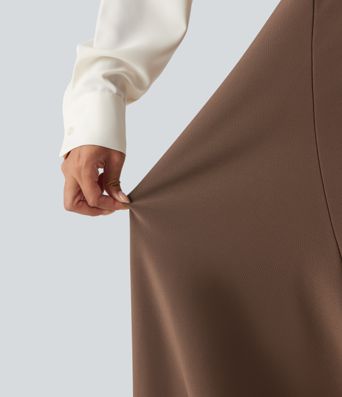 Jupe midi de bureau taille haute coupe trapèze Jupe midi de bureau taille haute coupe trapèze