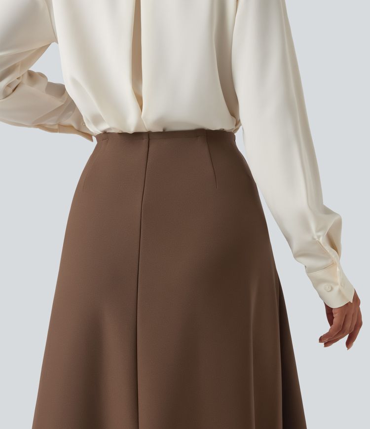 Jupe midi de bureau taille haute coupe trapèze Jupe midi de bureau taille haute coupe trapèze