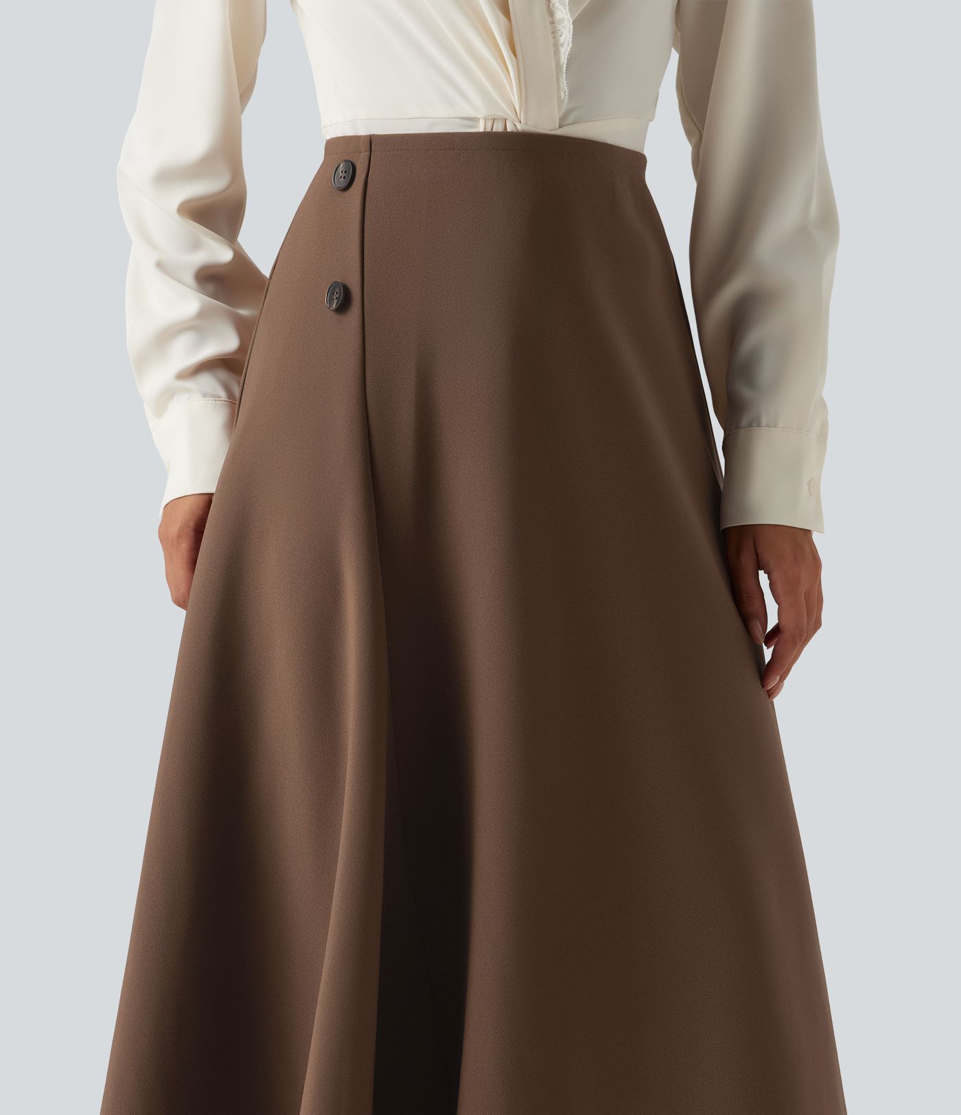 Jupe midi de bureau taille haute coupe trapèze Jupe midi de bureau taille haute coupe trapèze