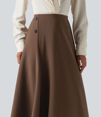 Jupe midi de bureau taille haute coupe trapèze Jupe midi de bureau taille haute coupe trapèze