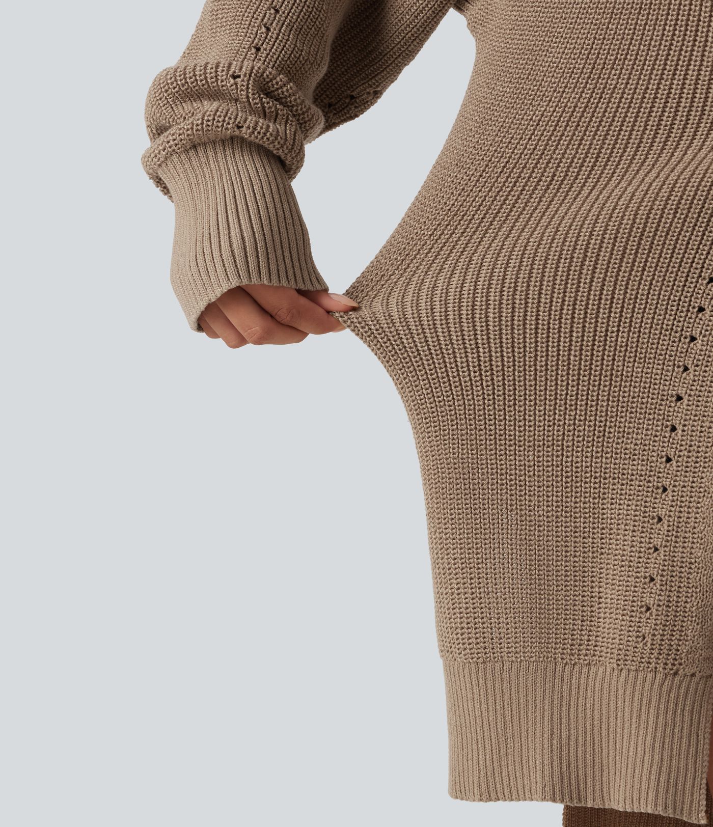 V Neck Open Front Long Sleeve Longline Casual Cardigan