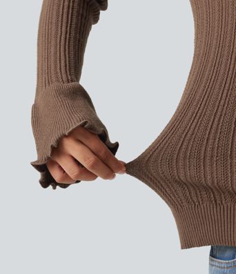 Square Neck Long Sleeve Casual Sweater