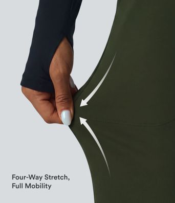 Fleece-Yoga-Hose mit hohem Bund, bauchformender Passform, geradem Bein und Taschen