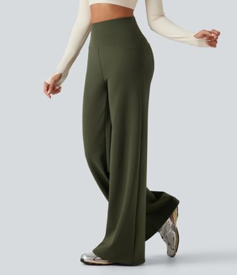 Pantalon de yoga en polaire taille haute gainant coupe droite avec poches Pantalon de yoga en polaire taille haute gainant coupe droite avec poches