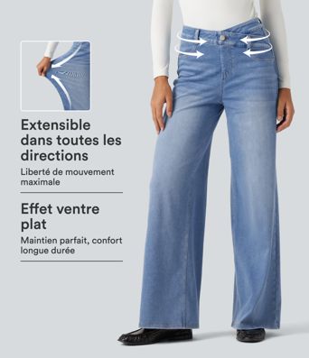 Jean large Halara Flex™ asymétrique taille haute gainant avec poches Jean large Halara Flex™ asymétrique taille haute gainant avec poches