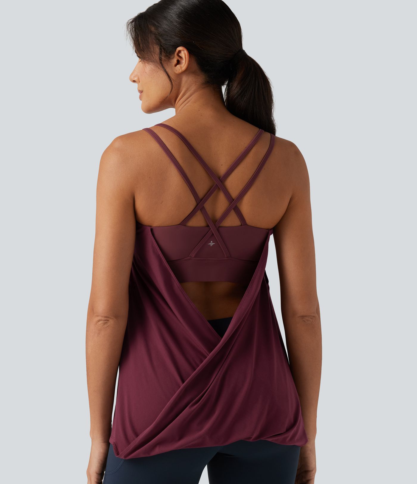 Built-in Bra Pleated Quick Dry Yoga Tank Top-Longer Length DD-F Cups
