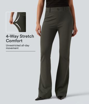 Halara Flex™ Bootcut-Arbeitshose mit mittelhohem Bund und Taschen