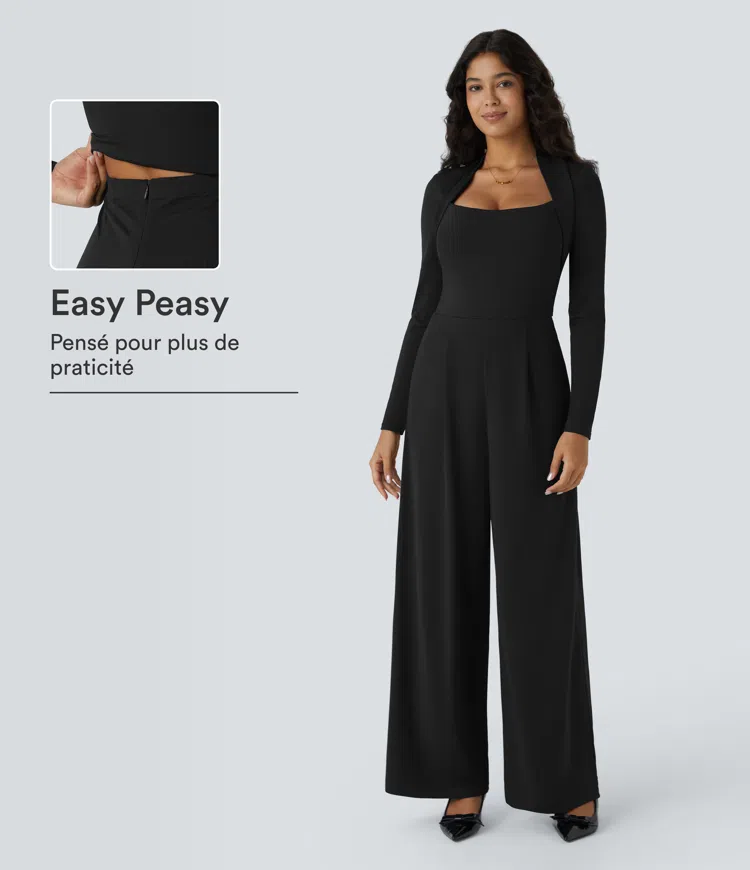 Combinaison de cérémonie à manches longues, coupe large avec poches latérales et zip invisible - Édition Easy Peasy