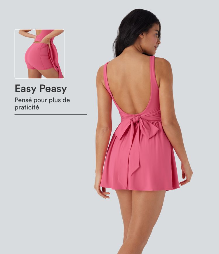 Robe active danse mini 2-en-1 Breezeful™ dos nu avec liens dos séchage rapide et poche latérale - Édition Easy Peasy Robe active danse mini 2-en-1 Breezeful™ dos nu avec liens dos séchage rapide et poche latérale - Édition Easy Peasy