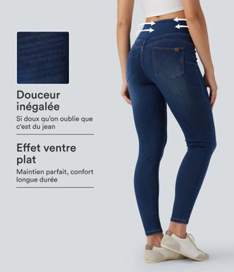 Legging skinny 7/8 en denim Halara Flex™ taille haute gainant avec poches Legging skinny 7/8 en denim Halara Flex™ taille haute gainant avec poches