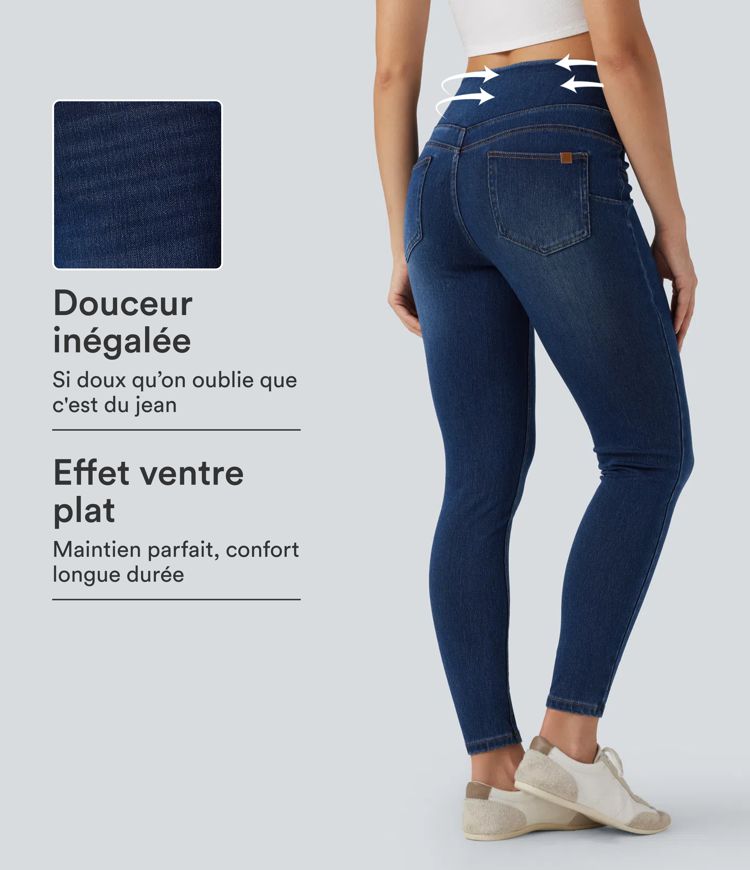 Legging skinny 7/8 en denim Halara Flex™ taille haute gainant avec poches Legging skinny 7/8 en denim Halara Flex™ taille haute gainant avec poches