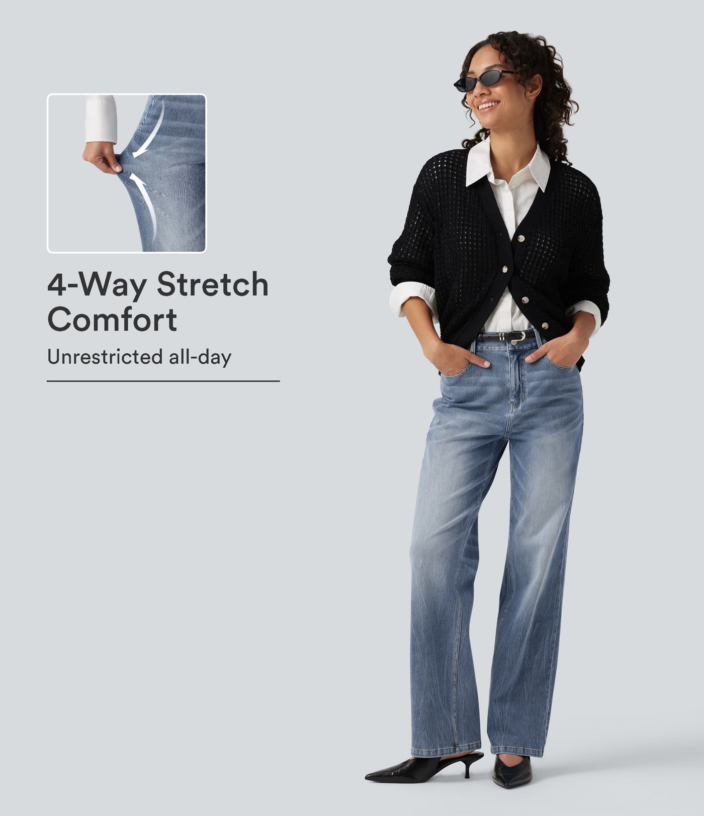 Halara Flex™ jeans casual elásticos de talle alto y pierna recta Halara Flex™ jeans casual elásticos de talle alto y pierna recta