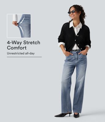Halara Flex™ jeans casual elásticos de talle alto y pierna recta Halara Flex™ jeans casual elásticos de talle alto y pierna recta