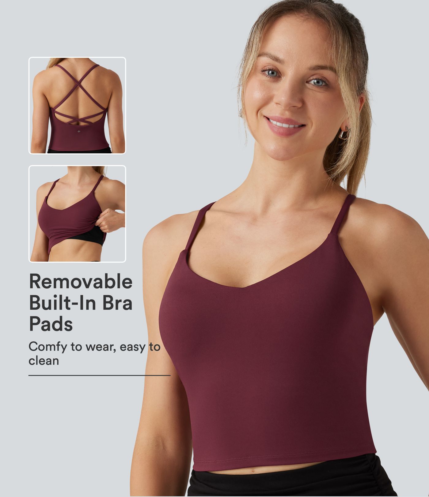 SoftlyZero™ Airy V Neck Built-in Bra Crisscross InstantCool Yoga Tank Top SoftlyZero™ Airy V Neck Built-in Bra Crisscross InstantCool Yoga Tank Top