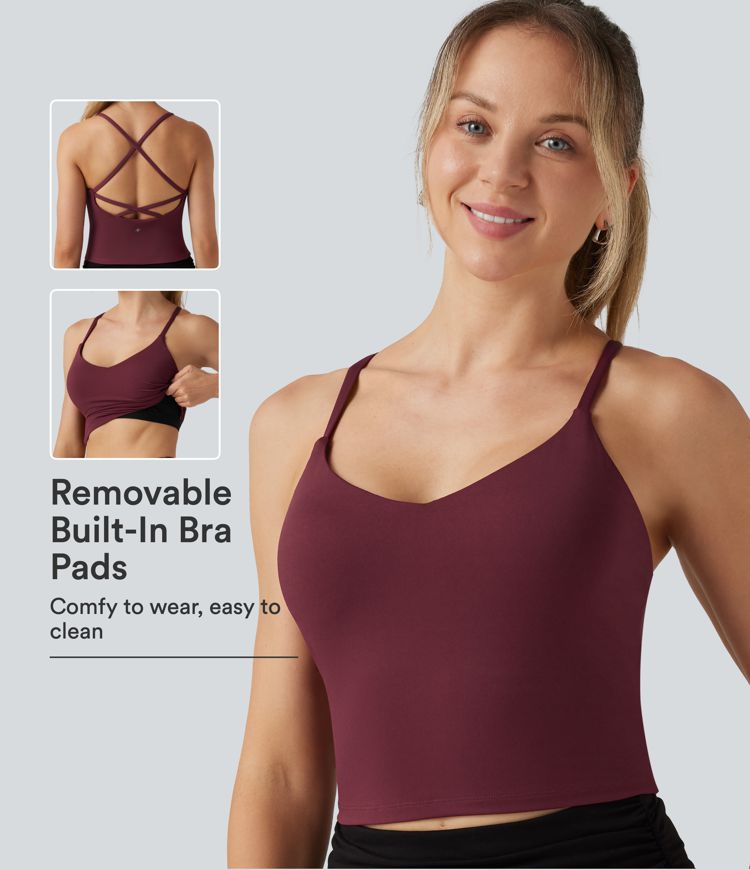 SoftlyZero™ Airy V Neck Built-in Bra Crisscross InstantCool Yoga Tank Top SoftlyZero™ Airy V Neck Built-in Bra Crisscross InstantCool Yoga Tank Top