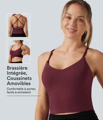 Débardeur de yoga SoftlyZero™ Airy effet frais InstantCool à encolure en V, bretelles croisées et coussinets amovibles Débardeur de yoga SoftlyZero™ Airy effet frais InstantCool à encolure en V, bretelles croisées et coussinets amovibles
