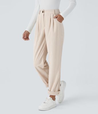 Mid Rise Zipper Pocket Corduroy Casual Pants