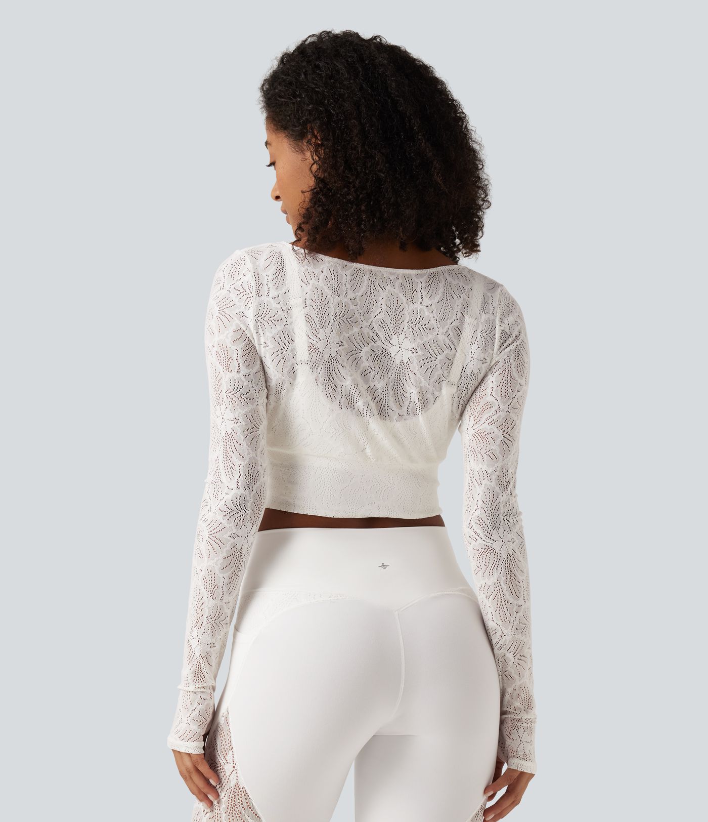 Softlyzero™ Deep V Neck Long Sleeve Contrast Lace Yoga Sports Top