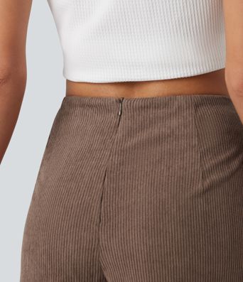 High Waisted A Line Mini Corduroy Casual Skort