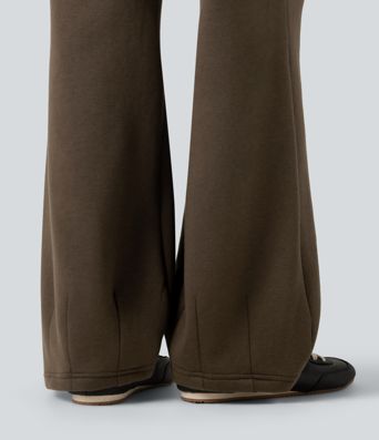 Mid Rise Drawstring Bootcut Fleece Casual Sweatpants with Pockets