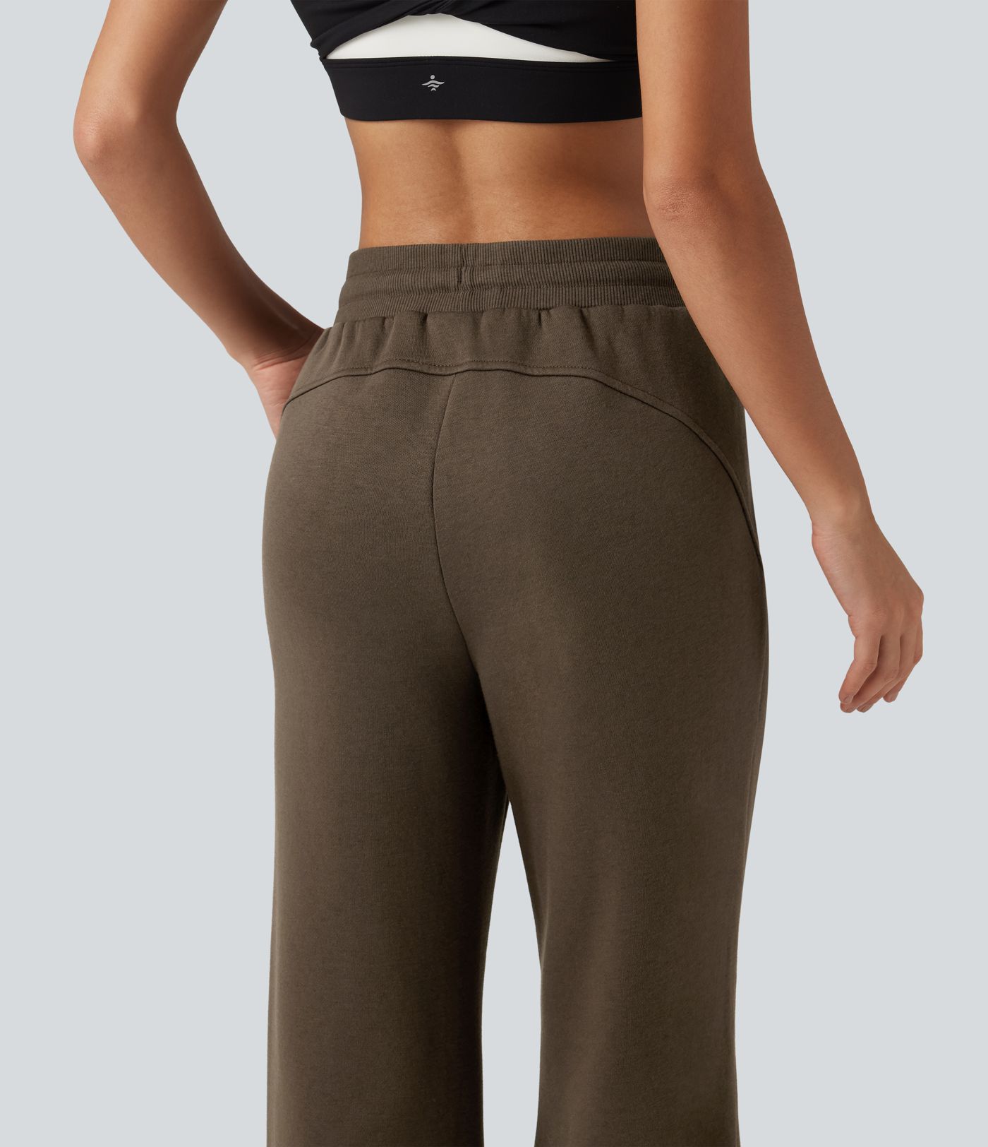 Mid Rise Drawstring Bootcut Fleece Casual Sweatpants with Pockets