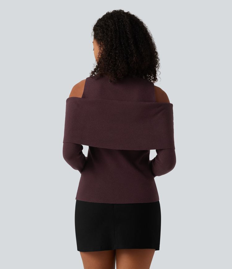 Lässiger Pullover mit hohem Kragen, langen Ärmeln und Cut-Outs - slim fit Lässiger Pullover mit hohem Kragen, langen Ärmeln und Cut-Outs - slim fit