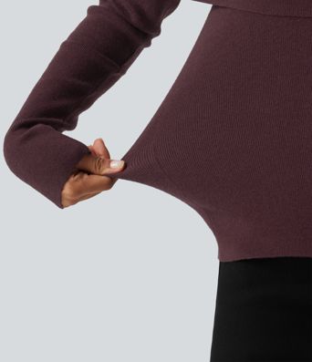 Lässiger Pullover mit hohem Kragen, langen Ärmeln und Cut-Outs - slim fit Lässiger Pullover mit hohem Kragen, langen Ärmeln und Cut-Outs - slim fit