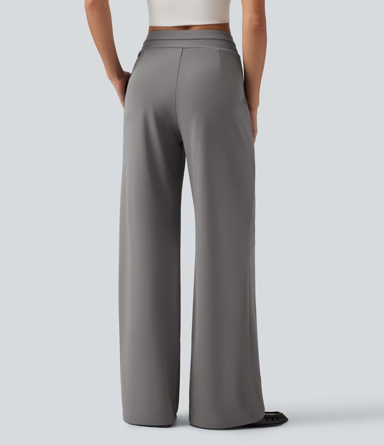 Silent Storm Pantalon de bureau DayStretch Halara Flex™ à défroissage facile taille mi-haute et coupe large asymétrique avec poches / 2